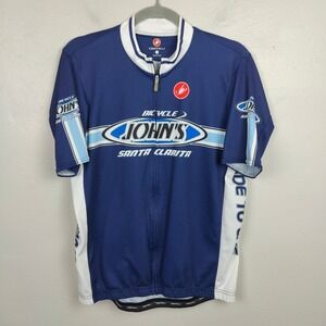 Castelli‎ Cycling Jersey Mens 2XL Blue White Bicycle Johns Santa Clarita Pockets